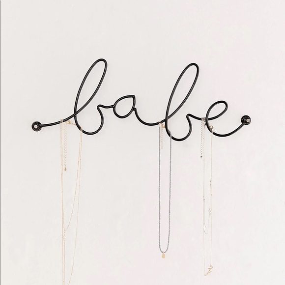 UO Black Wire Babe Cursive Writing Words Jewelry Wall Hook Decor - Picture 1 of 5